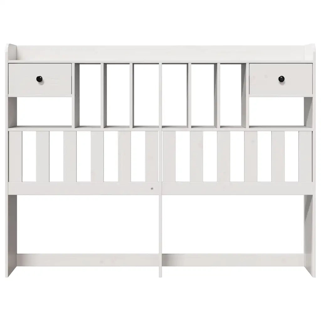 Testiera con Ripiani-Testata contenitore Bianca 140 cm in Legno Massello di Pino 784356