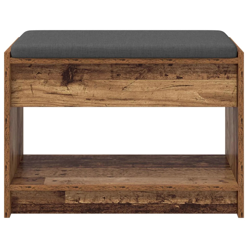 Panca per ingresso con cuscino Legno vecchio 63 x 38 x 45 cm 891574