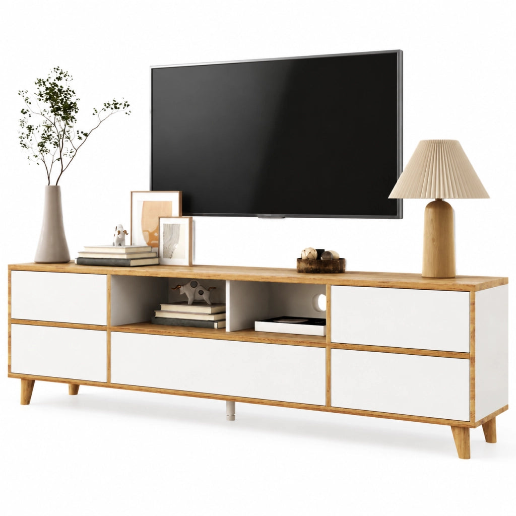 Mobile TV 175x37x51 cm; ampio spazio contenitivo; MDF bianco