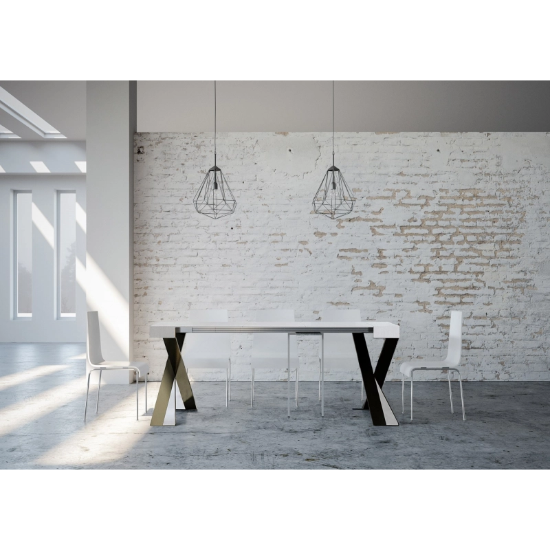 Consolle allungabile 90x40/196 cm Diago Small telaio Antracite - Bianco Frassino