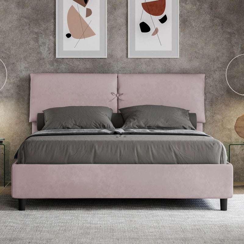 Letto imbottito Matrimoniale 160x200 cm Mados - Contenitore,Glicine,Microfibra
