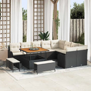 Set Divano da Giardino con cuscino 12 pcs Nero e Crema