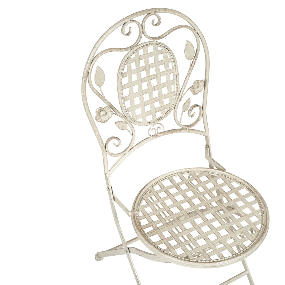 Set di 4 Sedie da Giardino Bistro Pieghevoli in Metallo Bianco Sporco