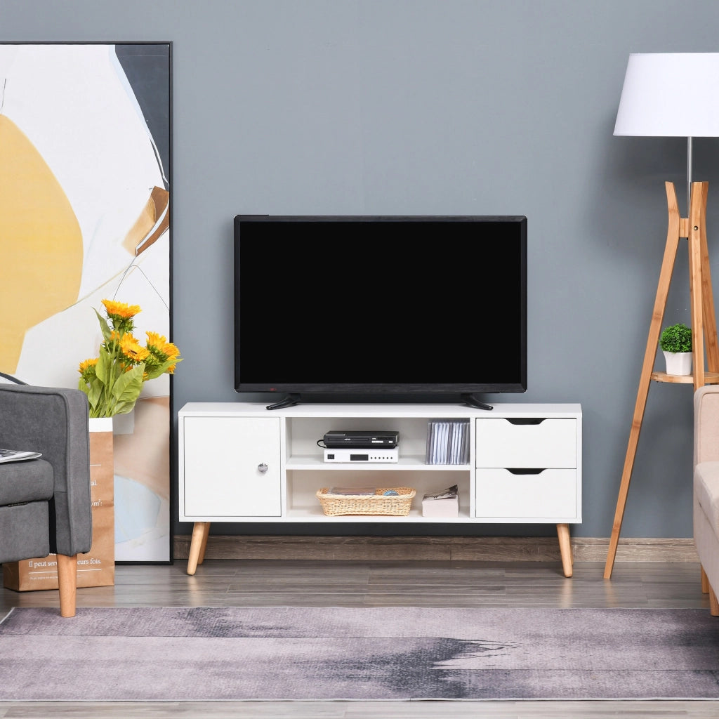 Mobile TV con credenza e cassetti ¨C zephmum ¨C Bianco legno di pino 120x30x40
