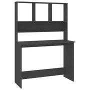 Scrivania | Tavolo da Ufficio con Mensole Grigia 110x45x157 cm in Legno Multistrato