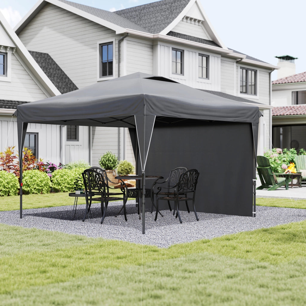 Gazebo da giardino pieghevole con parete laterale ¨C zephmum ¨C acciaio tessuto Oxford