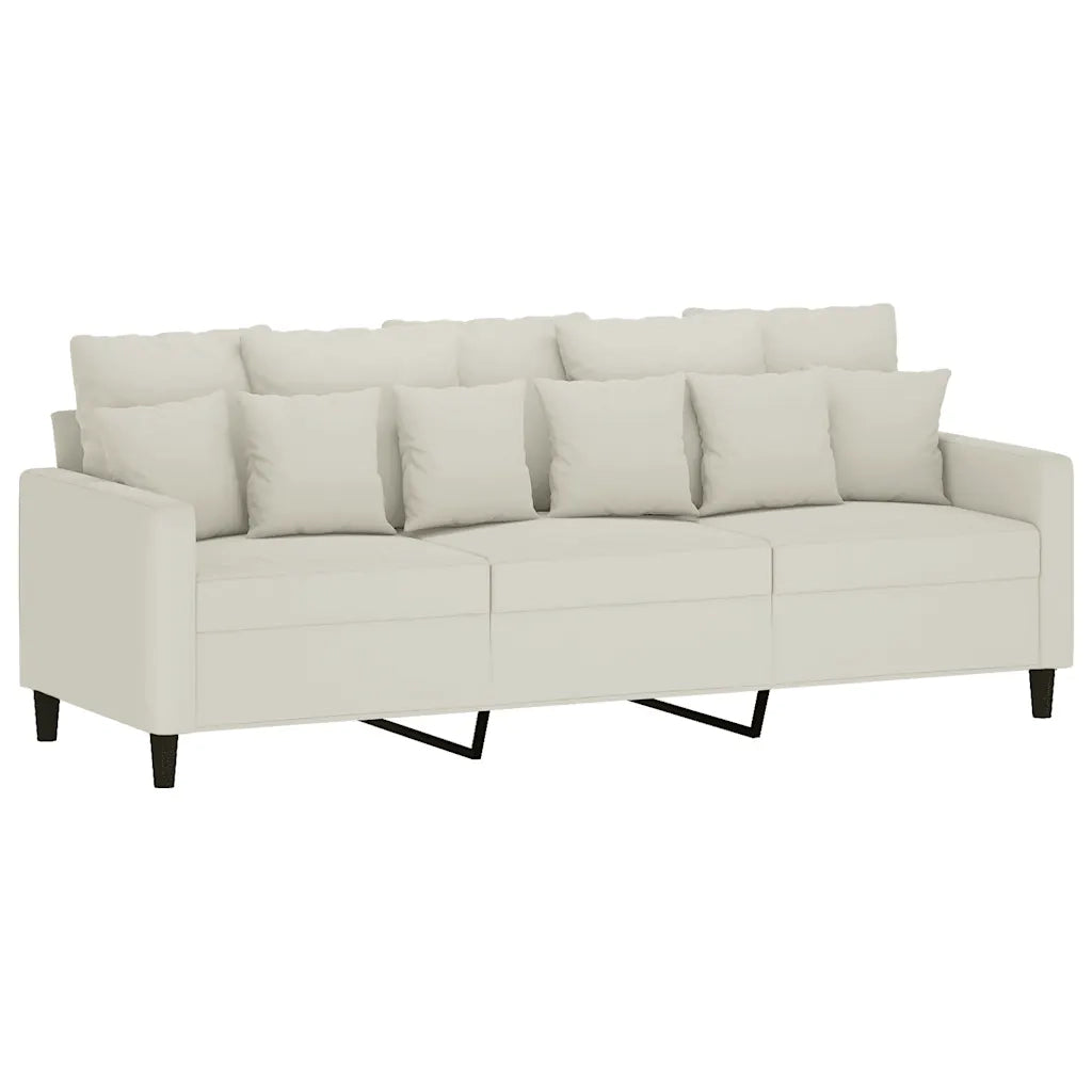 Set di Divani 4 pz con Cuscini Crema in Velluto