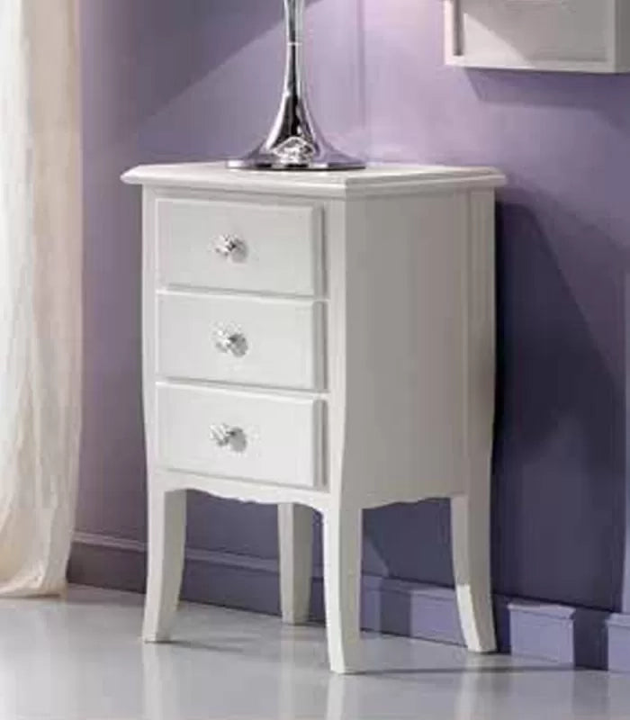 Comodino 3 cassetti shabby legno massiccio bianco 45x34x71 (3022) - Mobili 2G