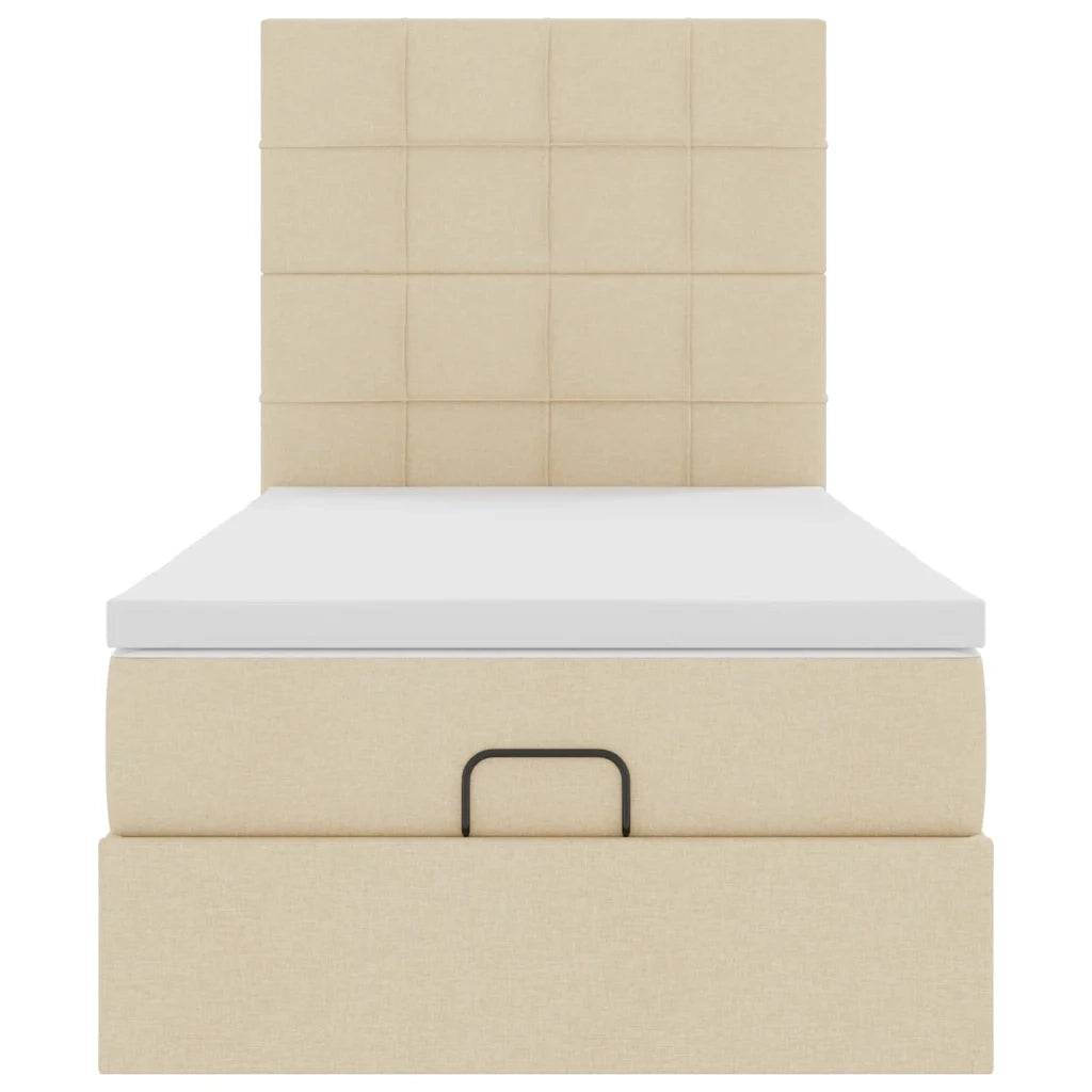 Struttura Letto Pouf con Materasso Crema 80x200 cm in Tessuto 3313117