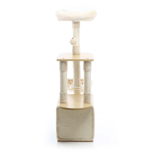 Fudajo Albero tiragraffi Legno beige 106cm Con casetta per gatti, colonne in sisal e cucce