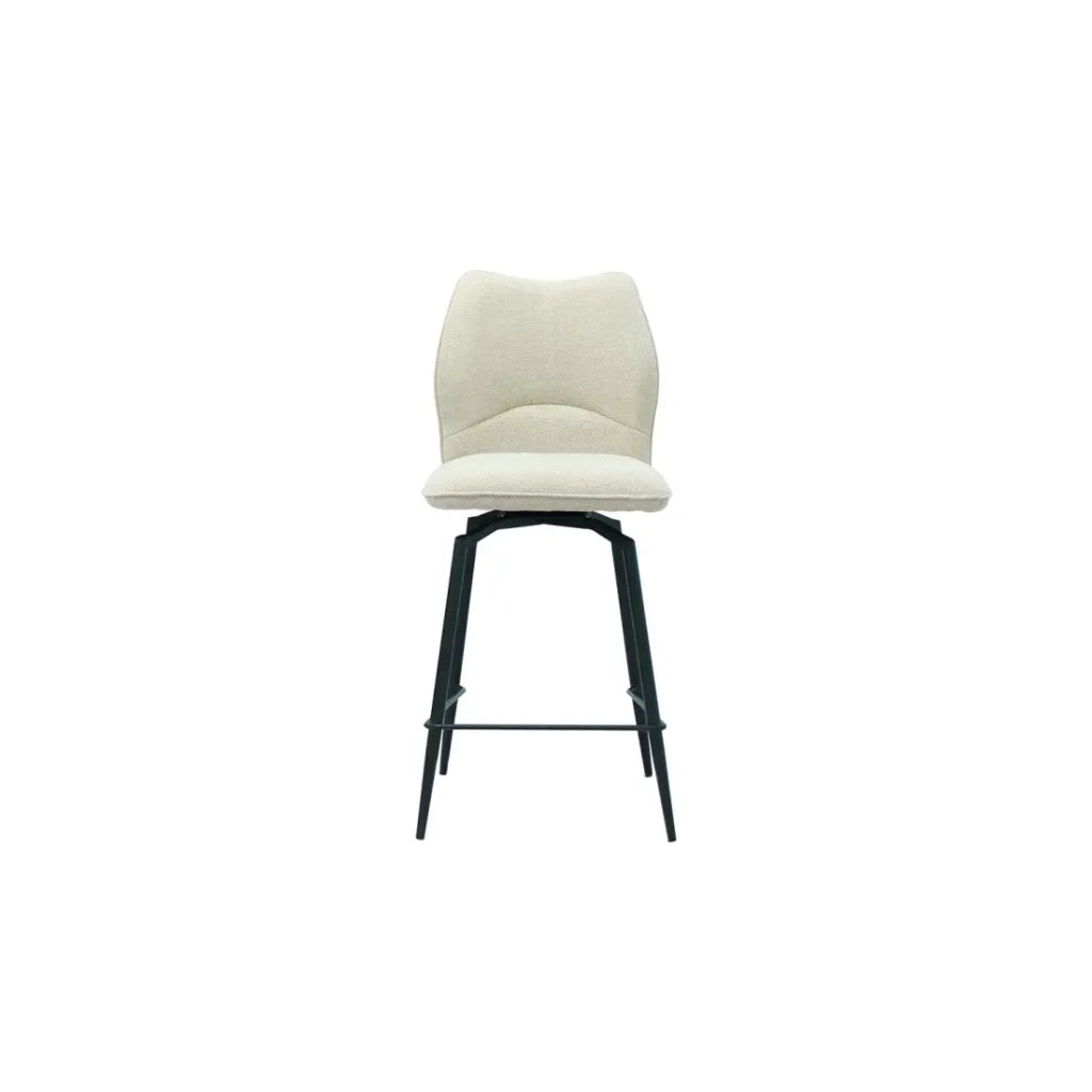 Sedia da bancone girevole CROFT - Tessuto écru - Piedi in metallo nero - Altezza 103 cm - Stile design/industriale