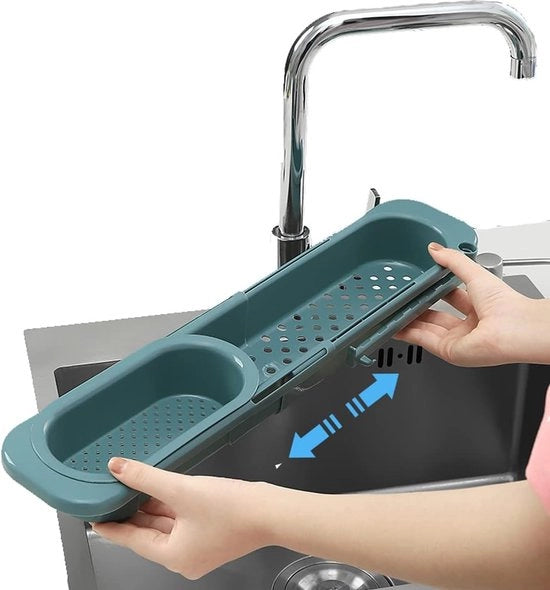 Organizzatore di Cucina con Alloggiamento di Stoccaggio Raffreddabile e Sponda Telescopica Estendibile e Cassetto per Sponda (Verde)