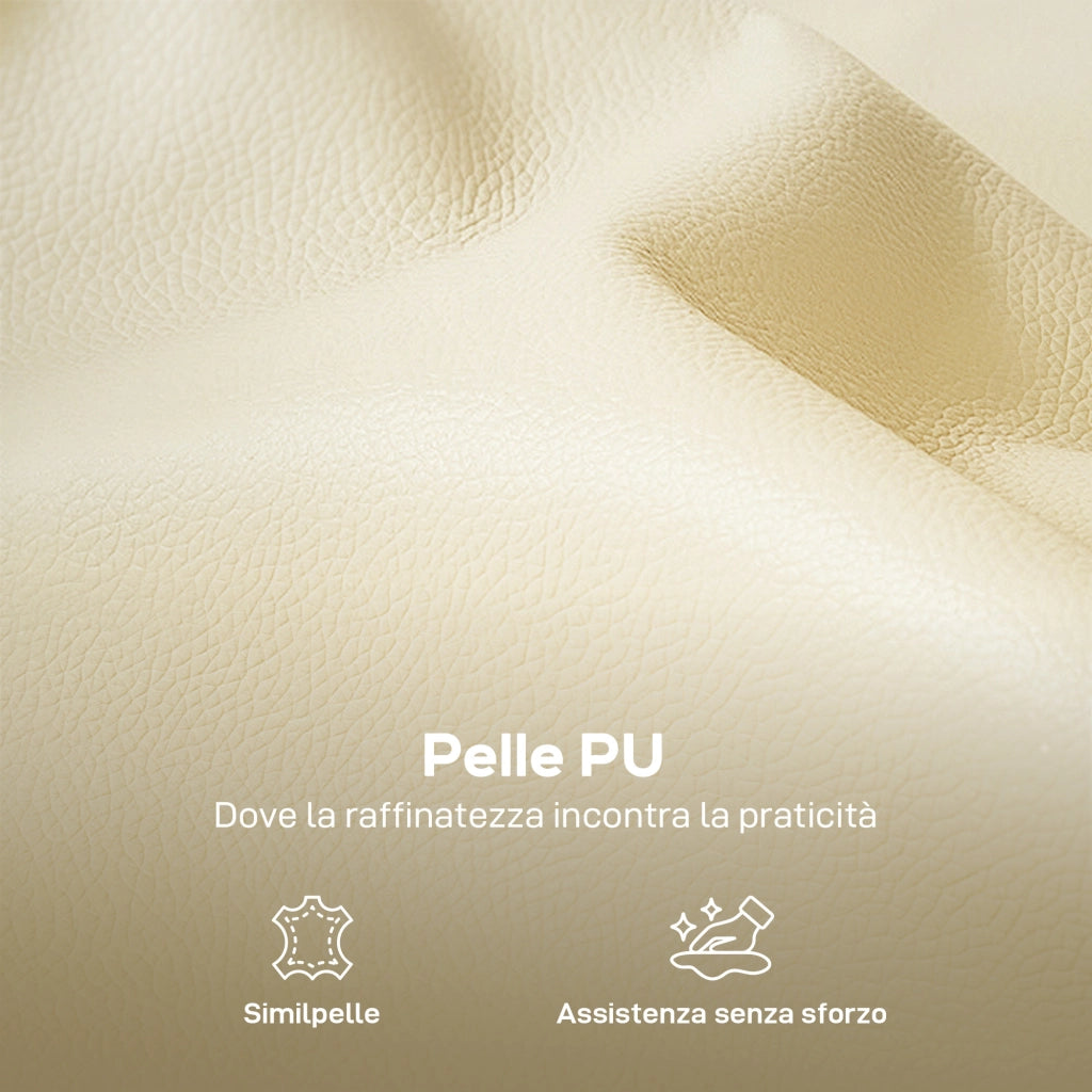 Divano 2 Posti 136x81x90 cm con Imbottitura Spessa Tasca Laterale e 2 Cuscini in Finta Pelle Beige