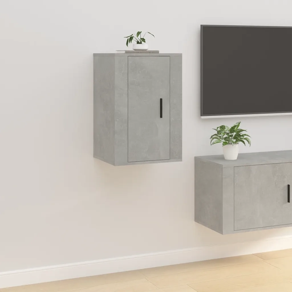 Mobili Porta TV a Parete 2 pz | Armadietto TV | Mobile Porta TV Grigio Cemento 40x34,5x60 cm