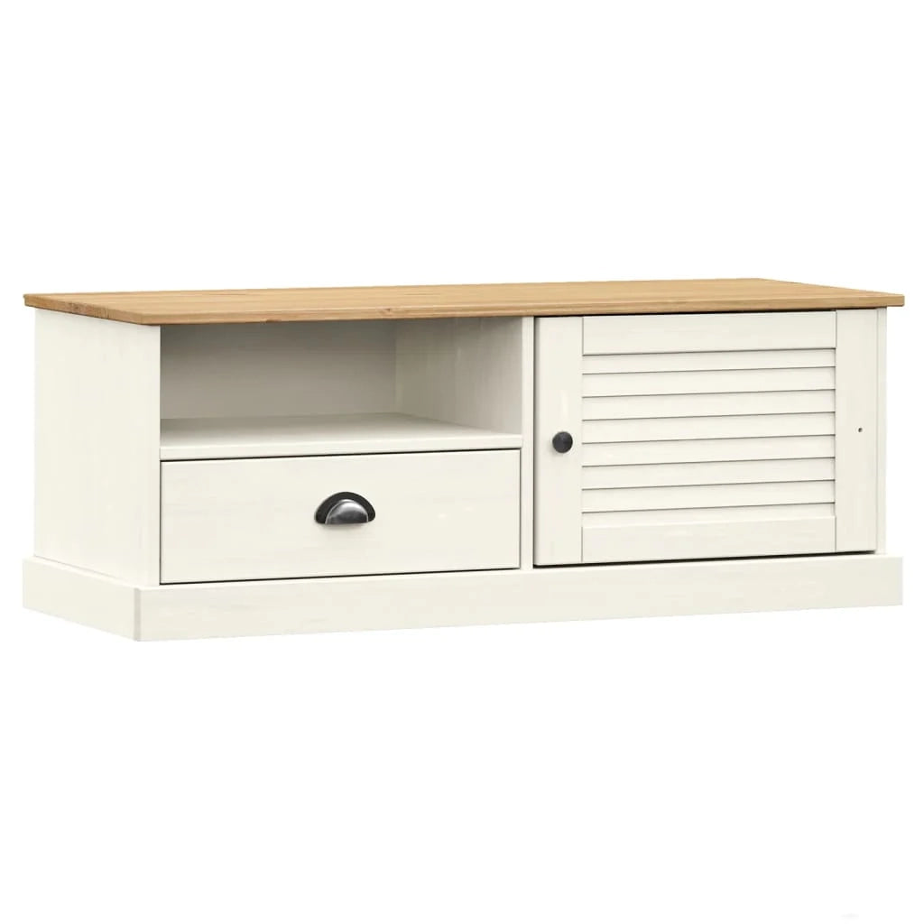 Mobile TV multimediale scaffale per televisione televisione buffet sala da pranzo soggiorno camera da letto 106 x 40 x 40 cm legno massello di pino bianco 02_0028508