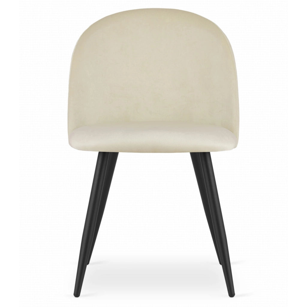 Set di 2 sedie Bello in velluto beige con gambe nere