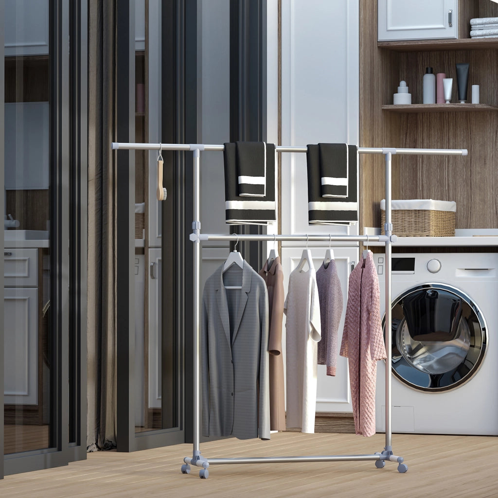 Appendiabiti Stender a Ruote Regolabile ¨C zephmum ¨C Acciaio Inox 165x48x180cm