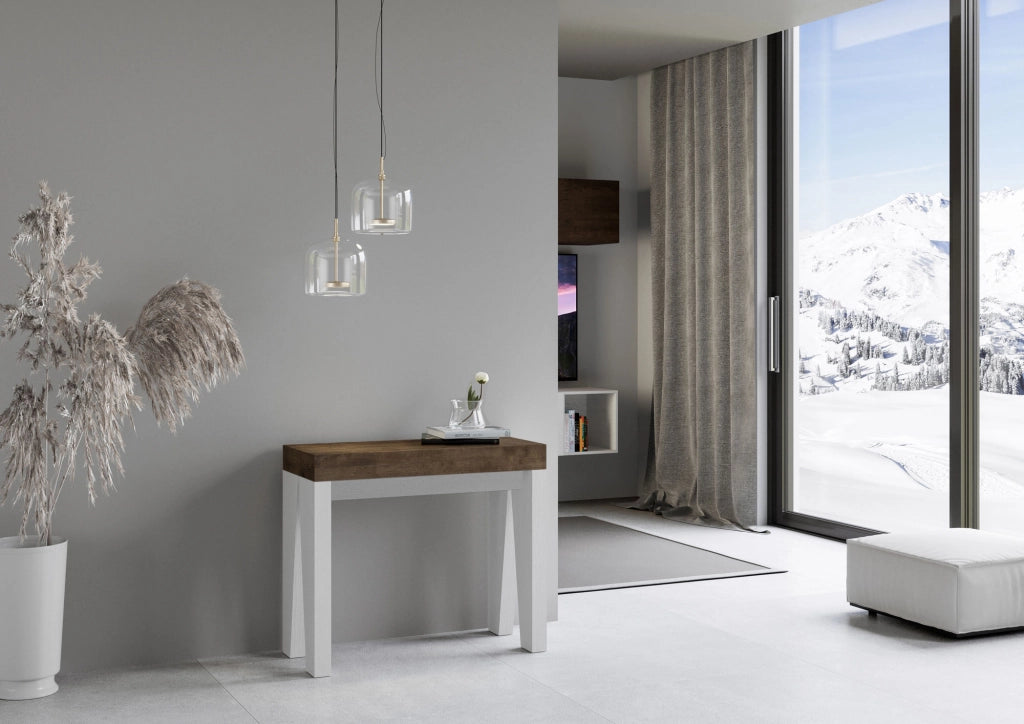 Consolle allungabile 90x40/196 cm Naxor Mix Small piano Noce - struttura Bianco Frassino