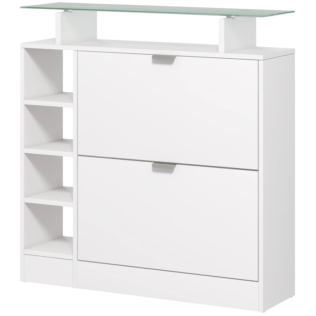 Mobile per scarpe con cassetti e ripiani ¨C zephmum ¨C bianco 89x25x92 cm