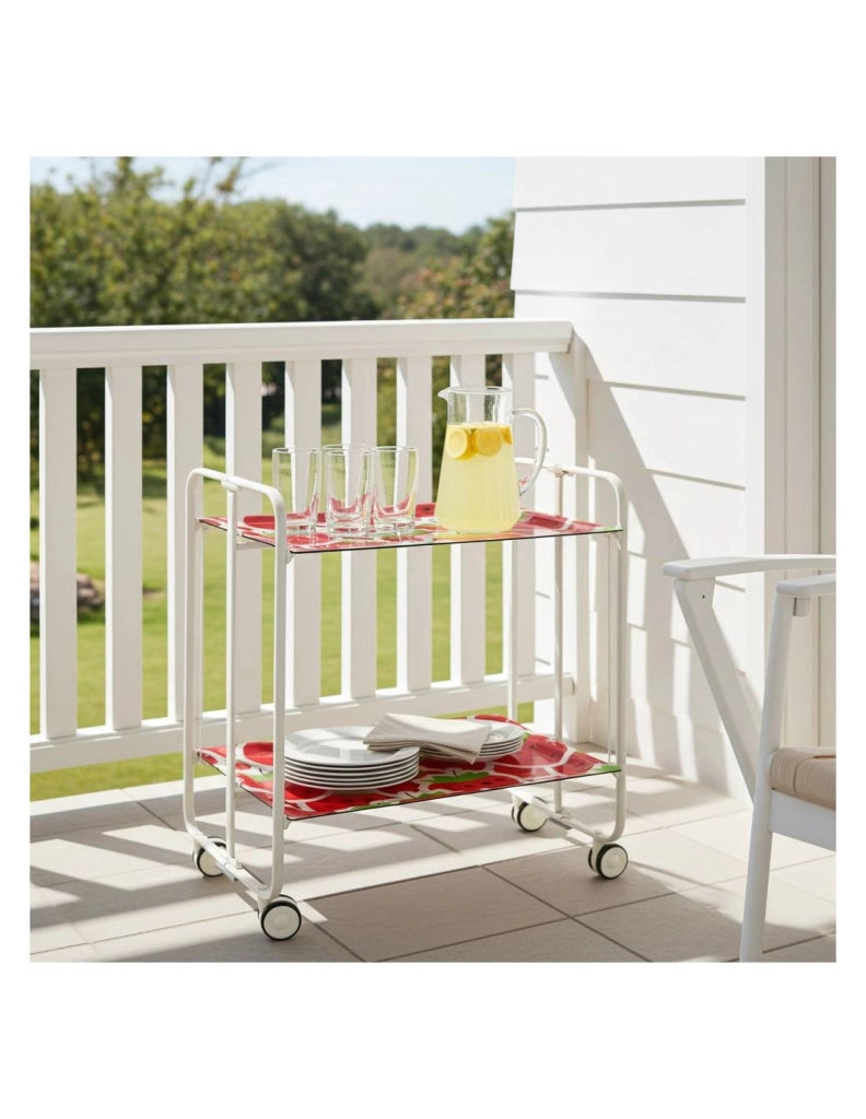 Carrello da cucina pieghevole bianco con ruote BAUHAUS 2 ripiani