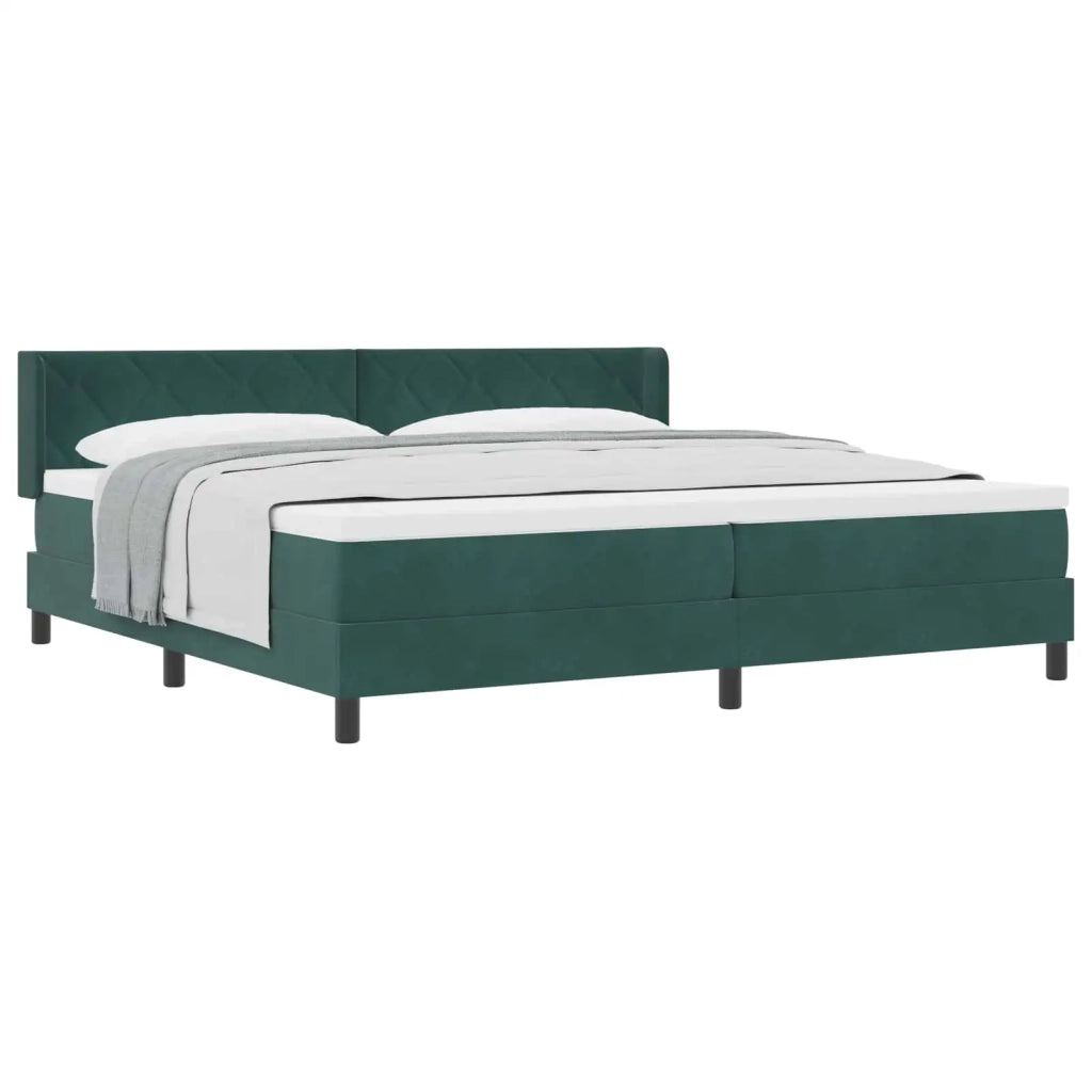 Letto a molle con materasso Verde Scuro 200 x 200 cm Poliestere 3341543