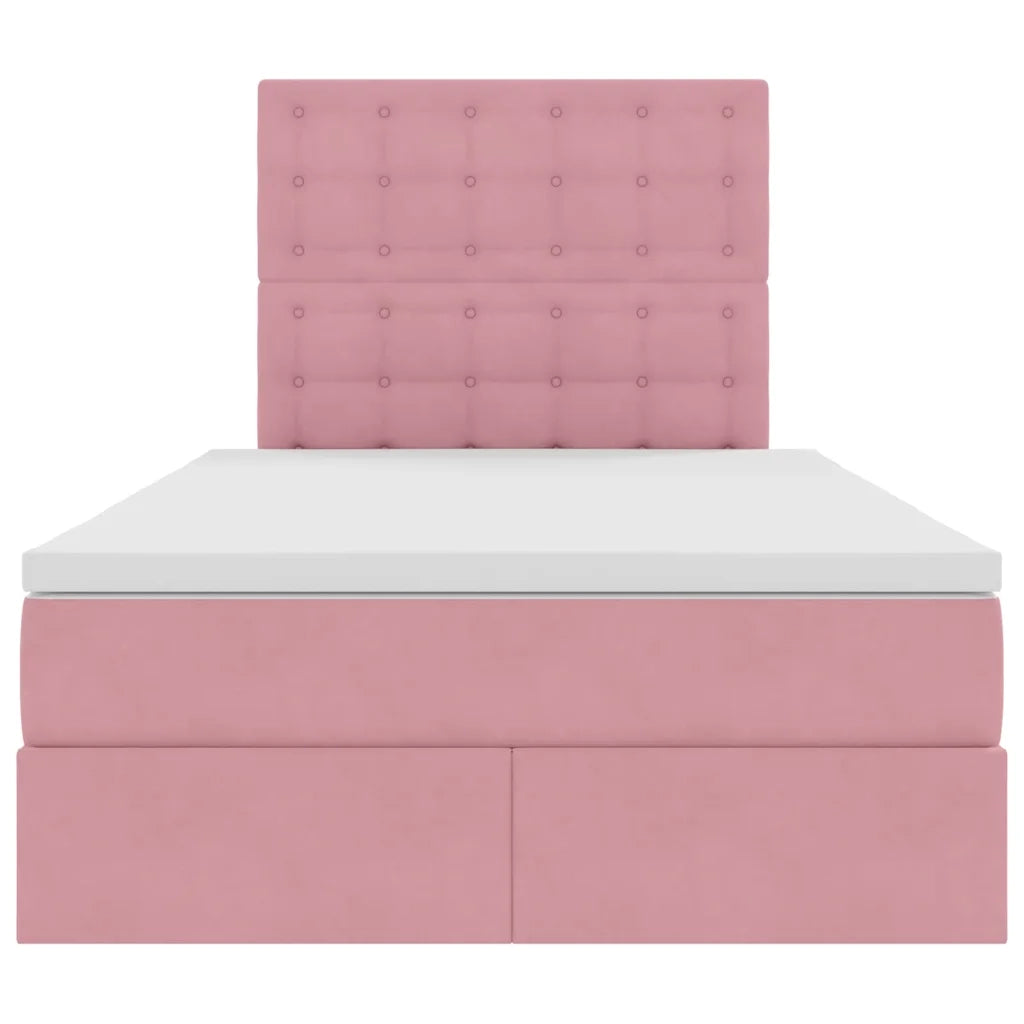 Letto con contenitore e materasso Rosa 120 x 200 cm Velluto
