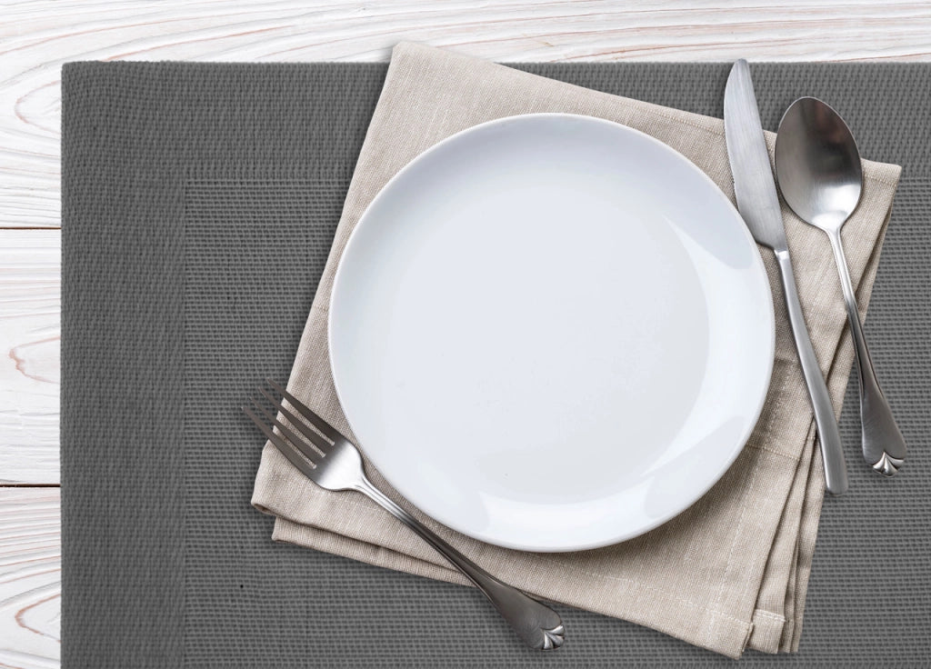 Set Tovagliette Americane Cucina Antiscivolo In Tinta Unita Lavabili - Set 6 - Stone