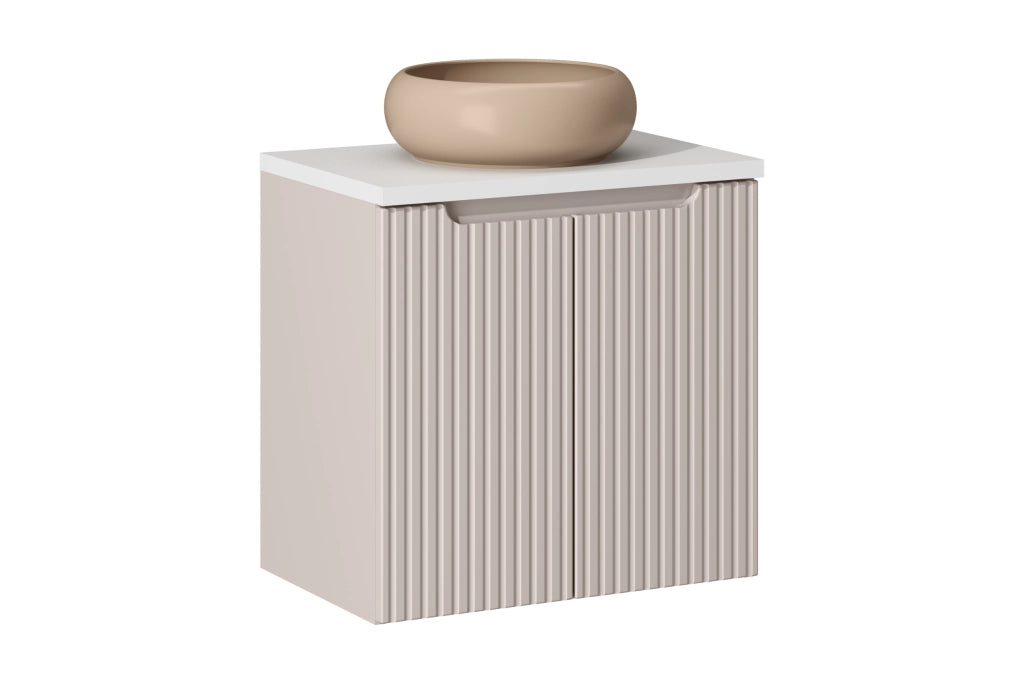 Set mobili bagno 60 cm con piano e lavabo da appoggio Wiki Nova Cashmere 60 x 1401 x 40 cm