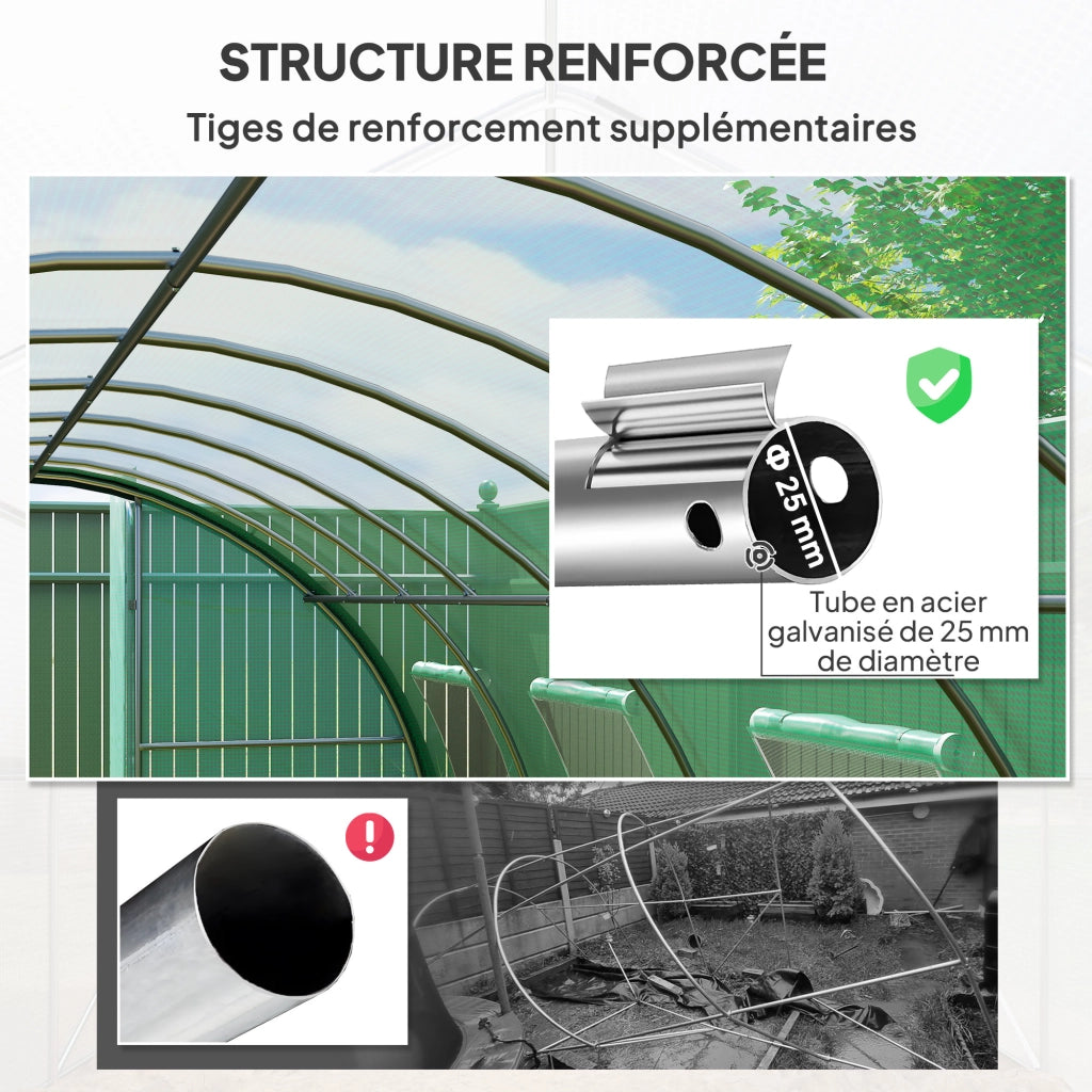 Serra da giardino tunnel 8 finestre 2 porte ¨C Minimal ¨C 18 m2 struttura in ferro galvanizzato verde