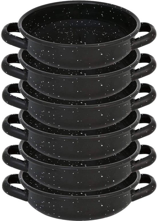 Pietanza per paella mini - acciaio con finitura antiscivolo - nero - Ø 14 cm