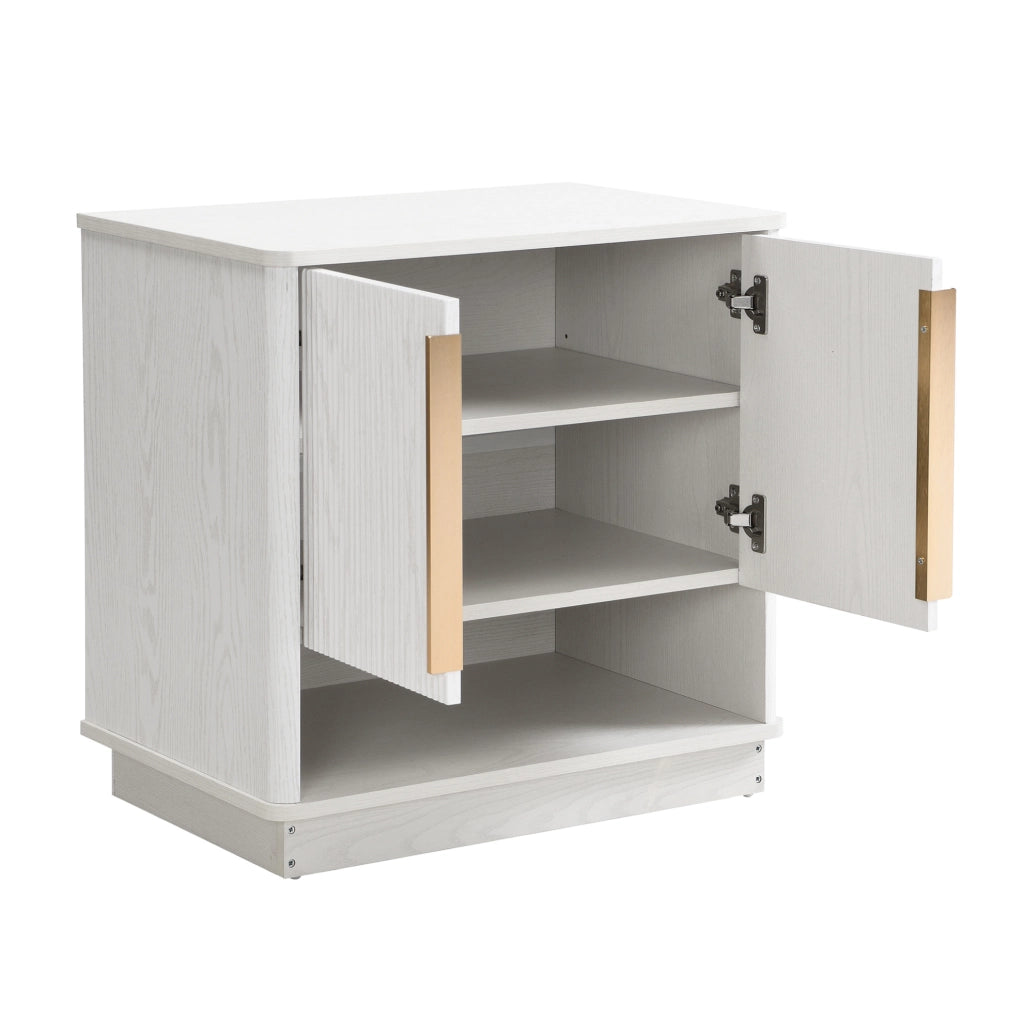 Scarpiera MDF bianca 60x40x61 cm con 2 ante; ripiani regolabili e vano aperto
