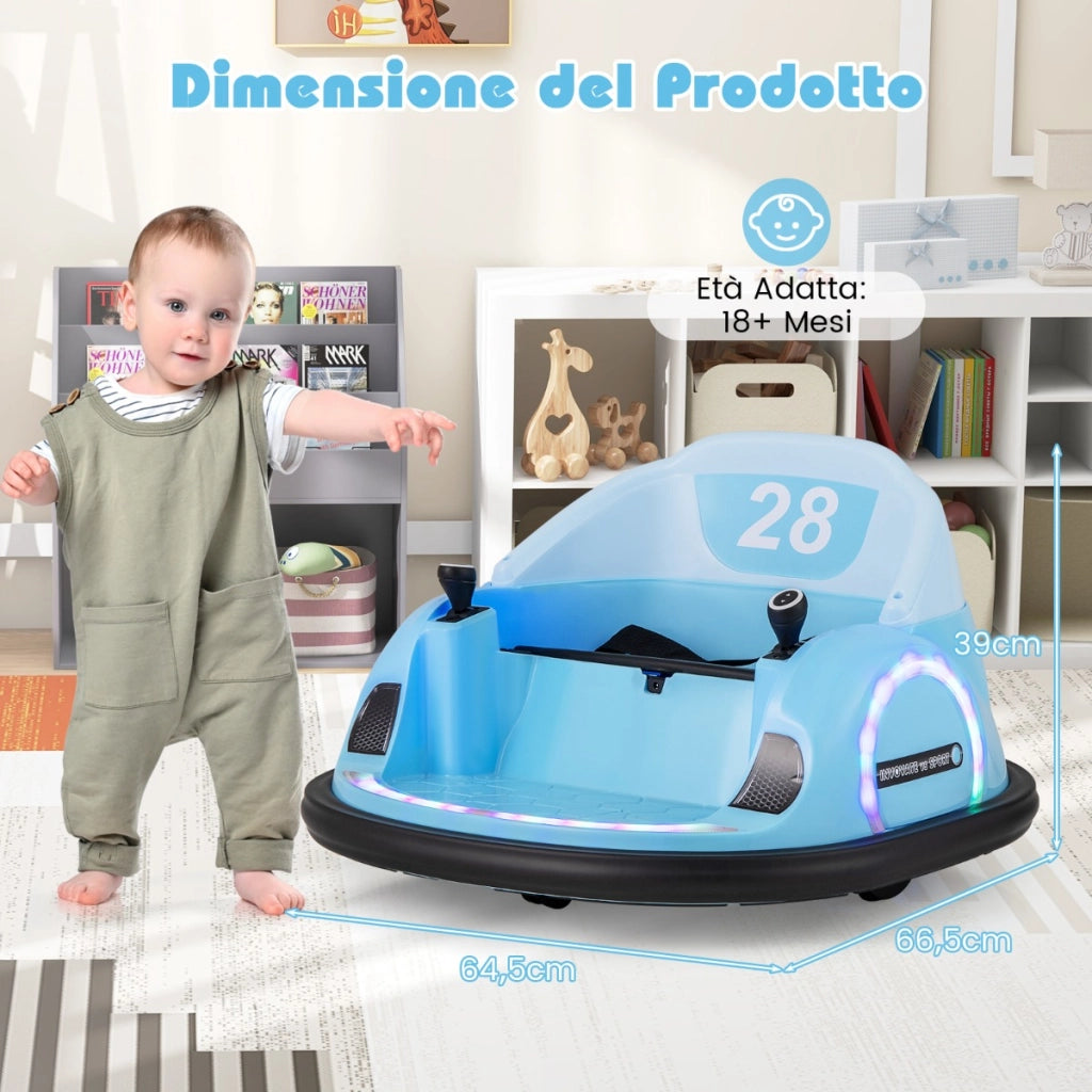Auto a paraurti per bambini con luci LED connessione wireless musica e suoni, Auto a scoppio per bambini dai 18+ mesi Blu-Macchinine giocattoli