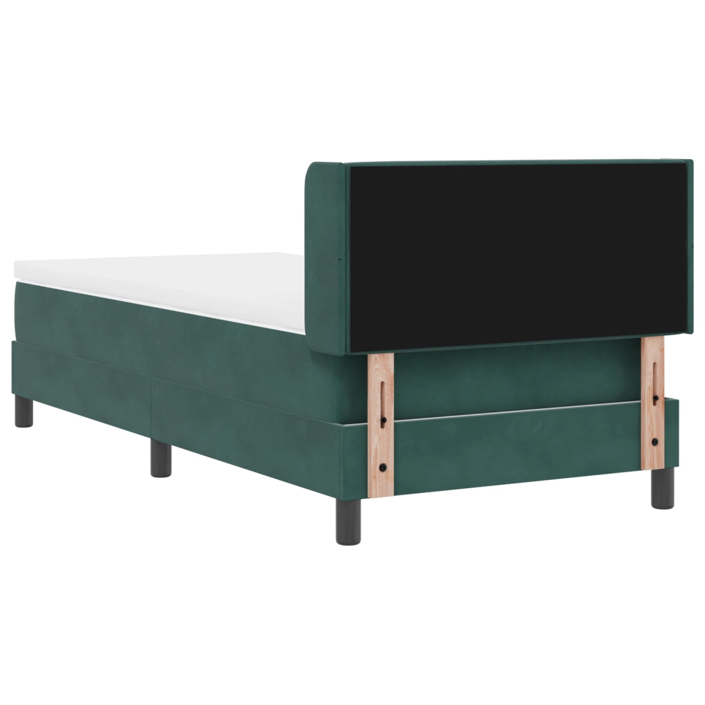 Letto Box Spring con Materasso Verde Scuro 90x200 cm Velluto