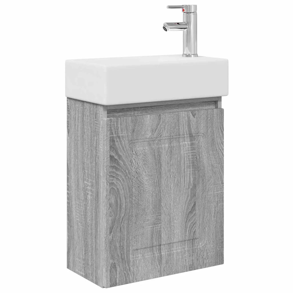 Mobile bagno con rubinetto Sonoma grigio 45,5 x 22,5 x 84 cm