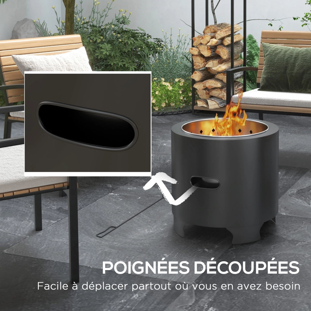 Brasero da esterno in metallo ¨C zephmum ¨C nero, diametro 45 cm