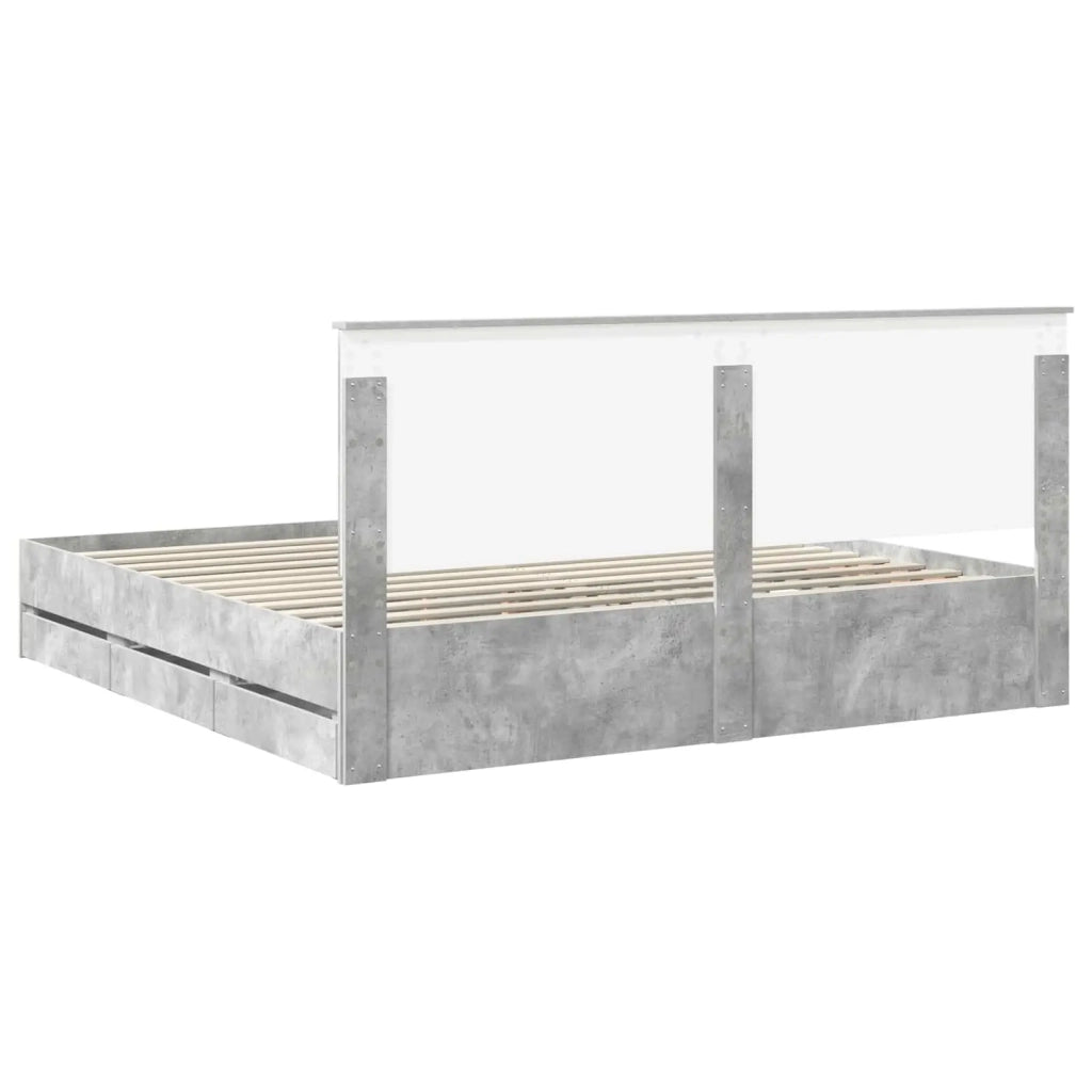 Letto matrimoniale | Letto per adulti | Struttura del letto con cassetto Grigio cemento 200 x 200 cm