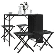 Set da Pranzo da Giardino Pieghevole 5 pz Nero in Polyrattan