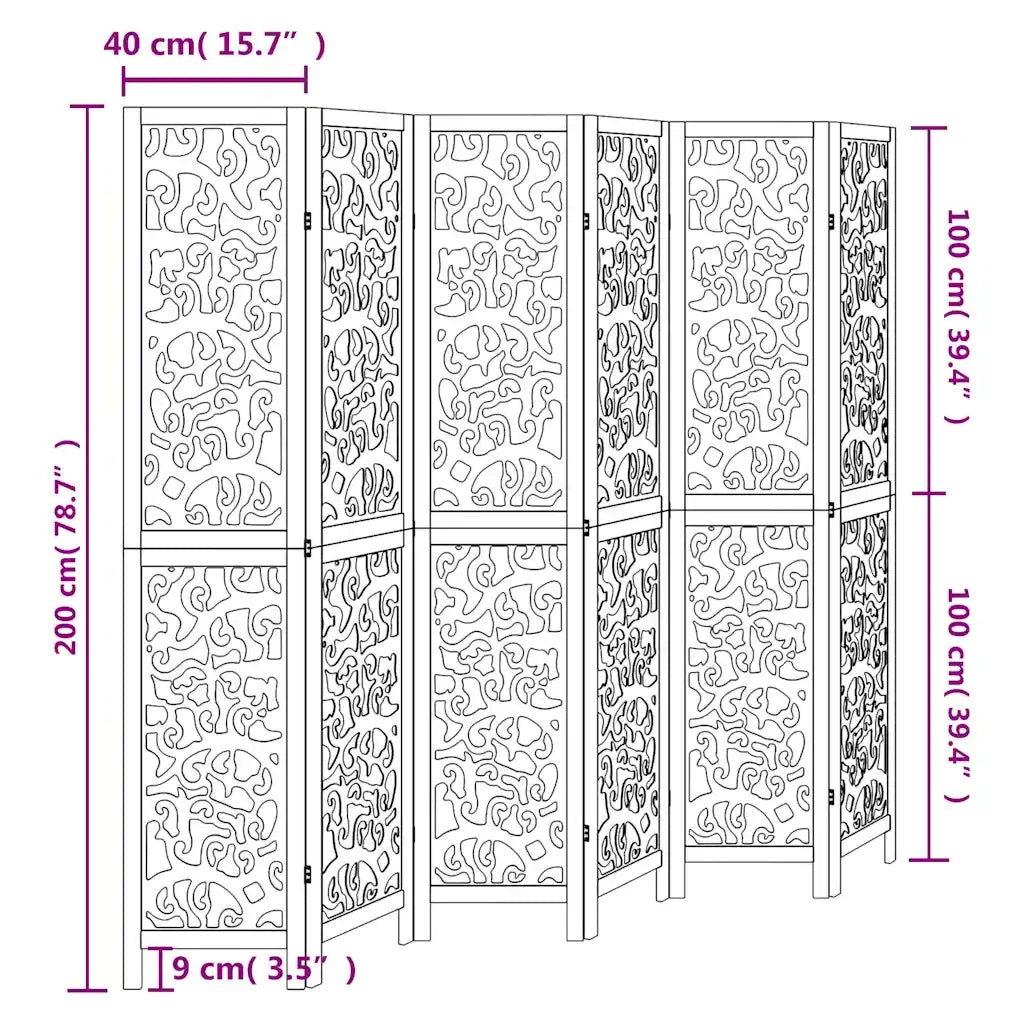 Divisorio Ambienti | Divider per stanze | Paravento 6Pannelli Bianco Legno Massello di Paulownia