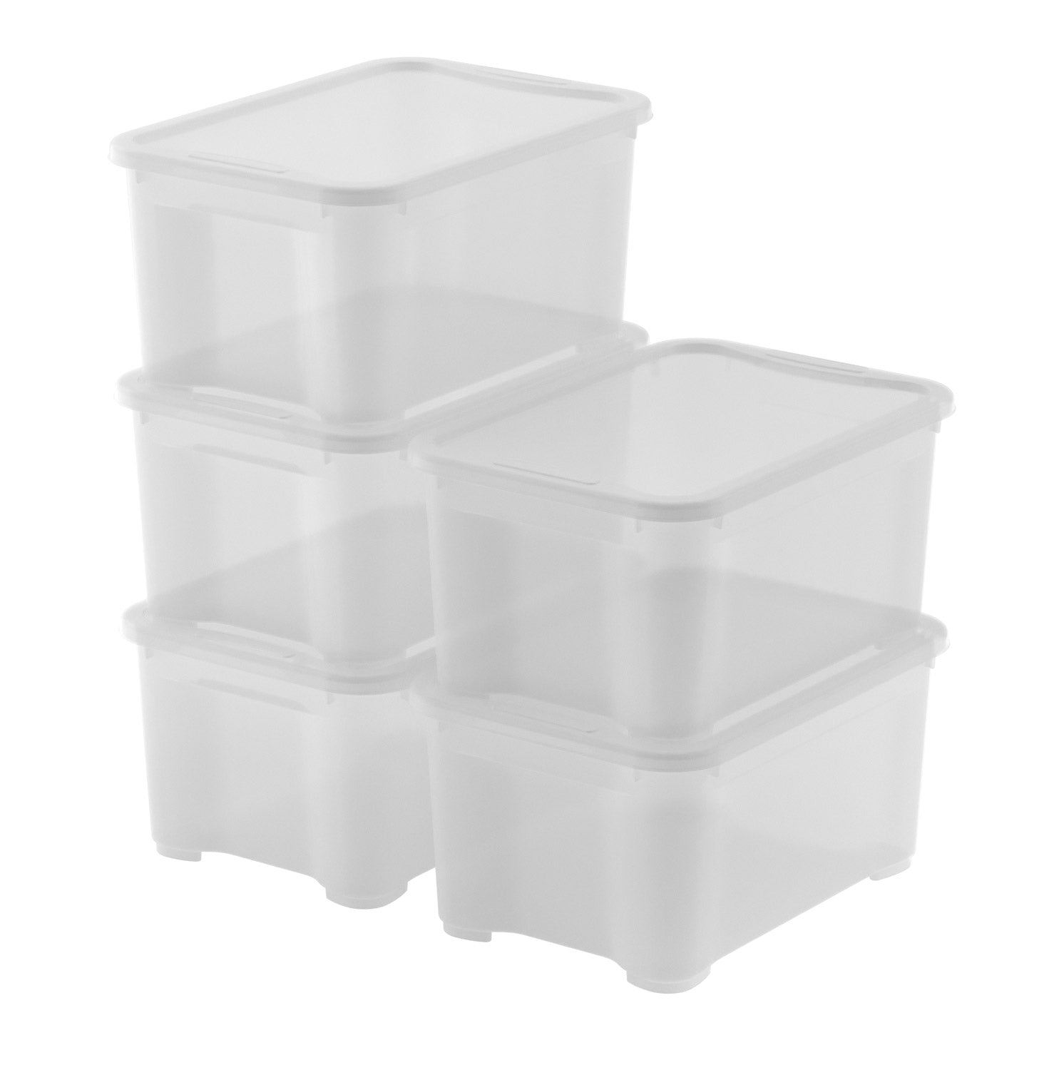 Set 5 Contenitori Rettangolari 38x26x19 cm in Plastica Keter T Box XS Trasparente
