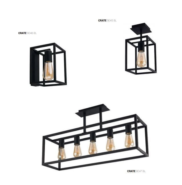 Plafoniera CRATE nera Nowodvorski in metallo 15x15x31 cm E27