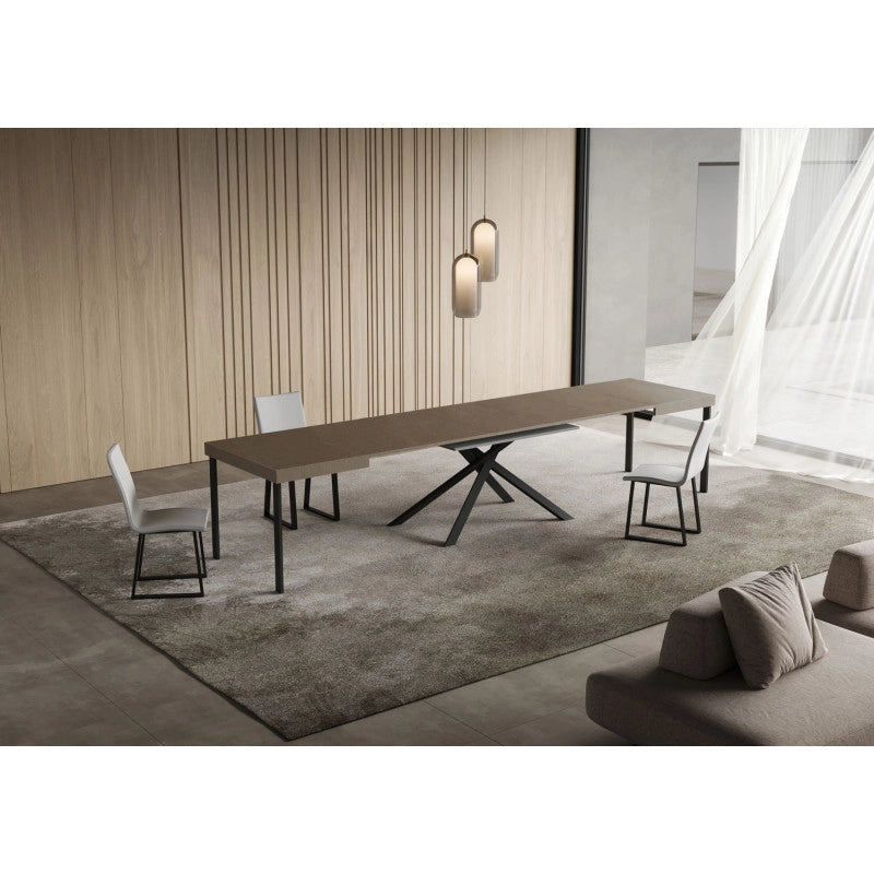 Tavolo allungabile 120/380x90 cm Niket telaio Antracite - Tortora