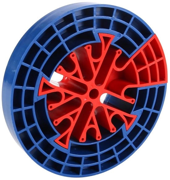 Strumento per gestire cavi - Organizzatore di cavi - Cavo dati - Facile da usare - Materiale plastico - Dimensioni 12x12x4 cm - Blu/Rosso