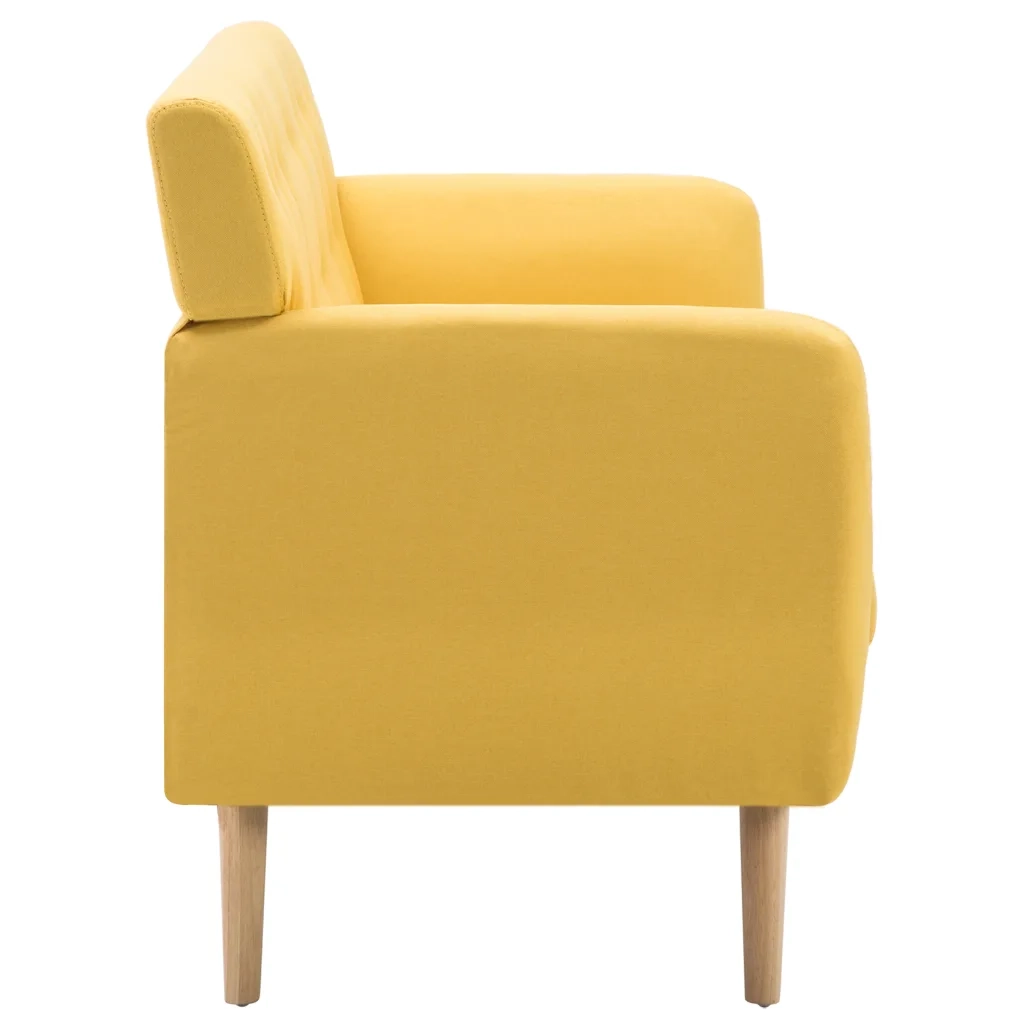 Divano a 3 Posti in Stoffa Imbottito 172x70x82cm Giallo