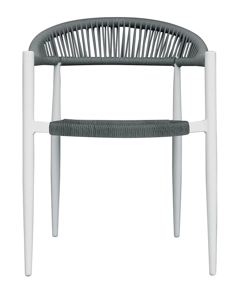 Sedia  da Giardino 56x78x59 cm Milano con Corda Sintetica e Allumino Bianco e Grigia