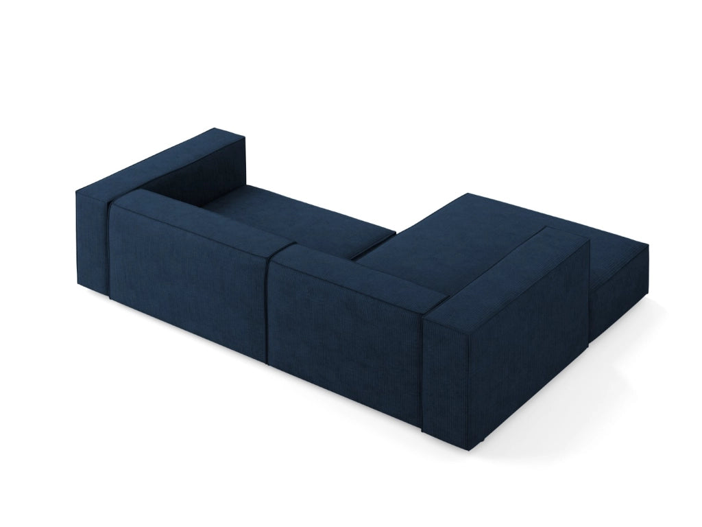 Cosmopolitan Design - Divano angolare sinistro "Arendal" 3 posti in ciniglia con effetto a coste blu reale 