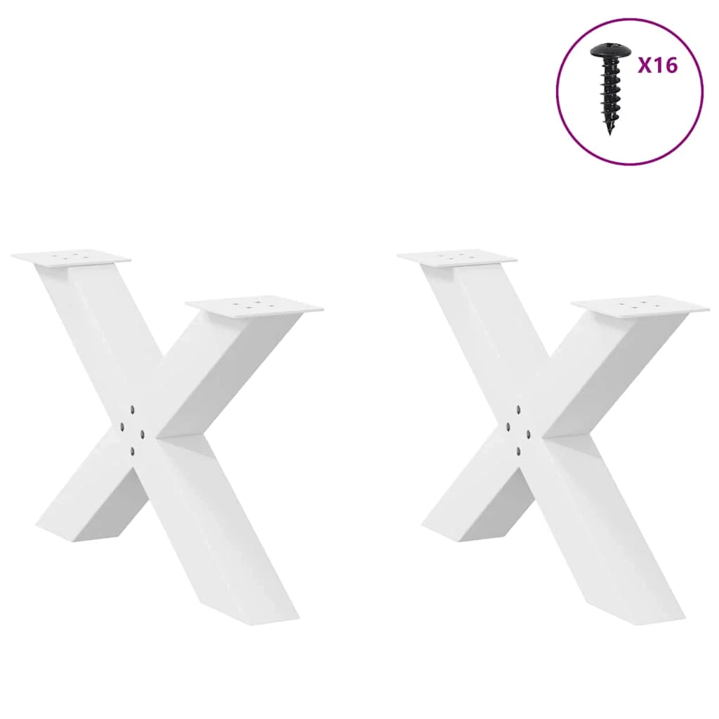 Set di 2 gambe regolabili per tavolino da caffè a forma di X 70 x 42 x 43 cm acciaio bianco 02_0057237