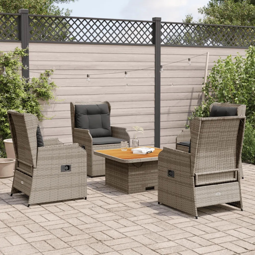 Set Divani da Giardino 5 pz con Cuscini in Polyrattan Grigio 3262734