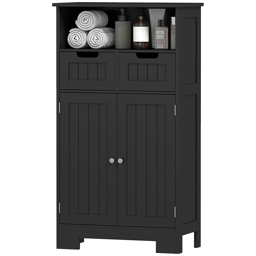 Mobile Bagno Sottolavabo con 2 Ante e 2 Cassetti ¨C zephmum ¨C Nero 60x30x50 cm