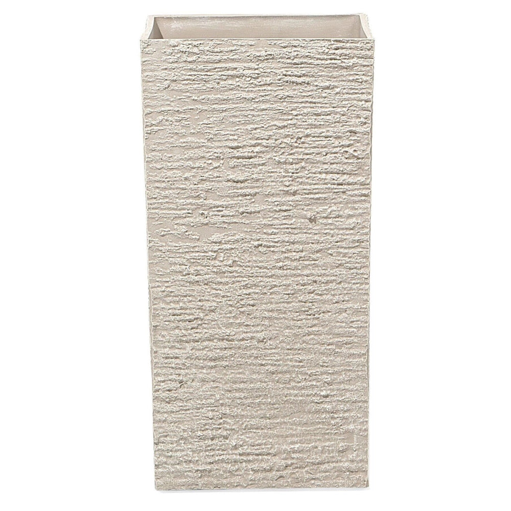 Vaso per piante alto in pietra beige 30 x 30 x 60 cm Fioriera per interni ed esterni