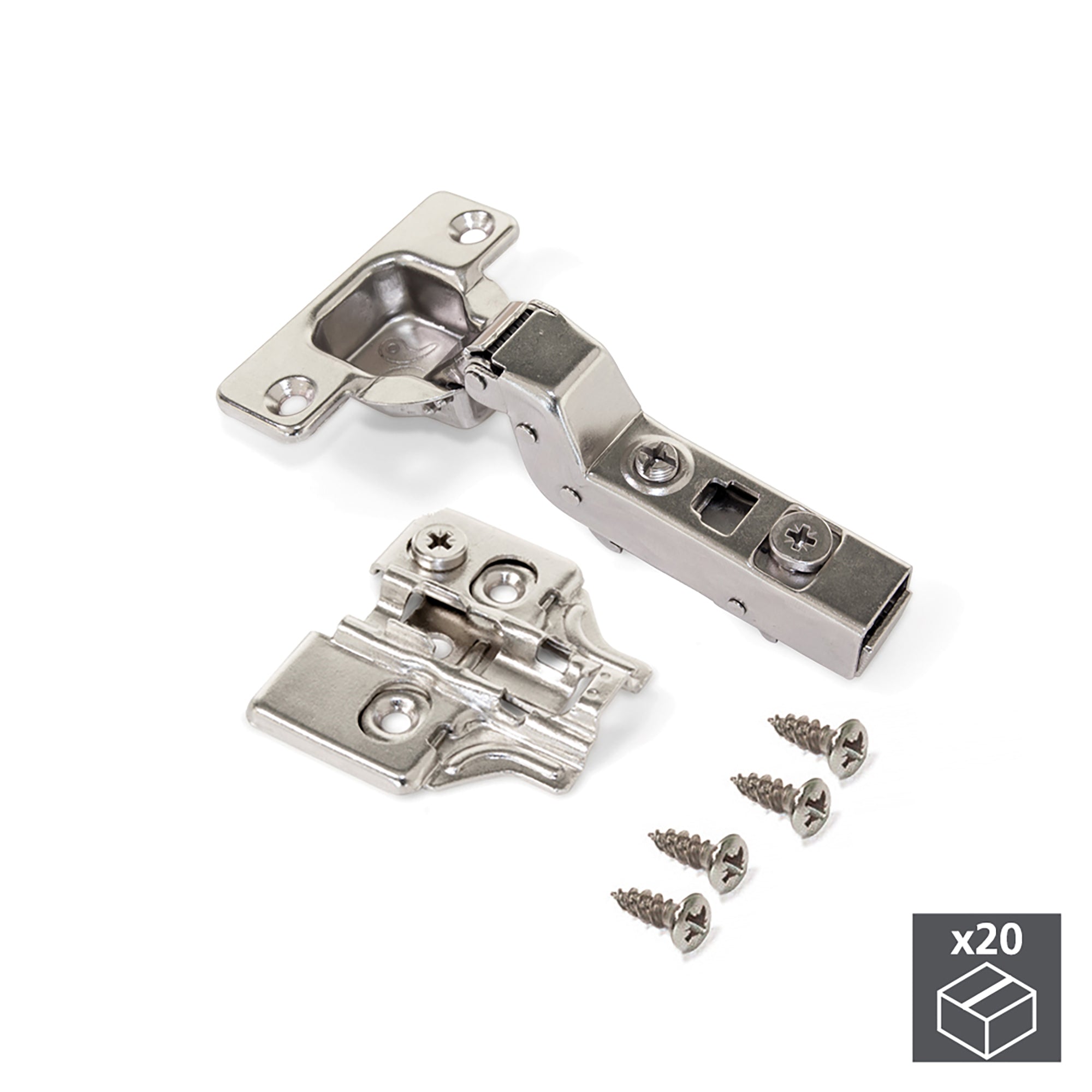 Cerniera a Scodellino 35 mm Collo Alto 100° con Basetta 20 Pezzi Emuca